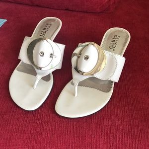 White Kitten Heel Franco Sarto Sandals